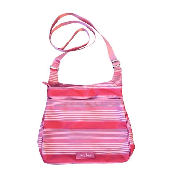 Vera Bradley Pink Tonal Stripe Lighten Up Slim Crossbody Bag purse - Picture 3 of 10